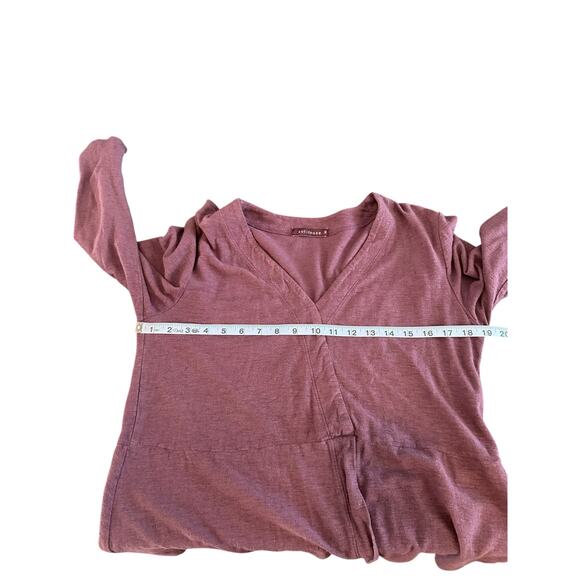 Cut Loose Top‎ Purple V-Neck 3/4 Sleeve Linen Cotton Jersey Tuck Front Medium - Picture 11 of 13